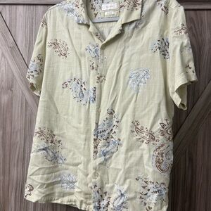 Linen Men's Casual Paisley Print Button Down Shirt